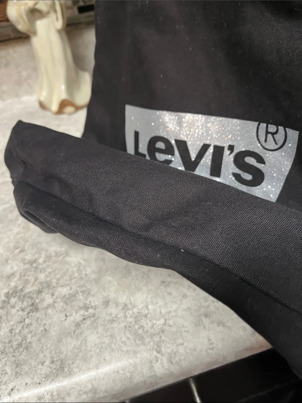 Levi's Black Canvas Messenger Tote with Silver Logo